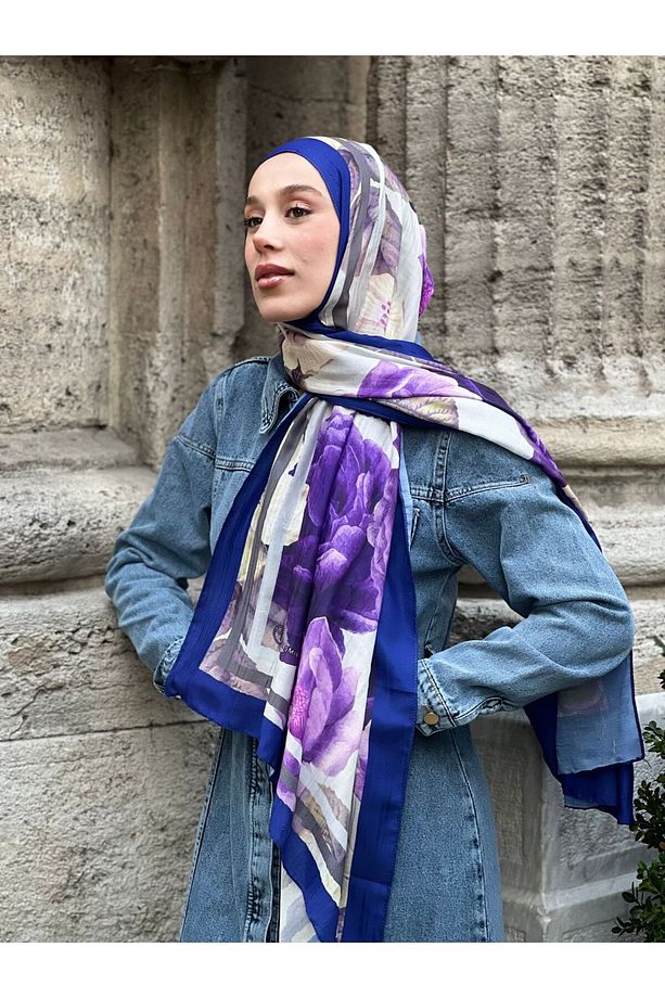 Gül Desen Bambu Şal - 3