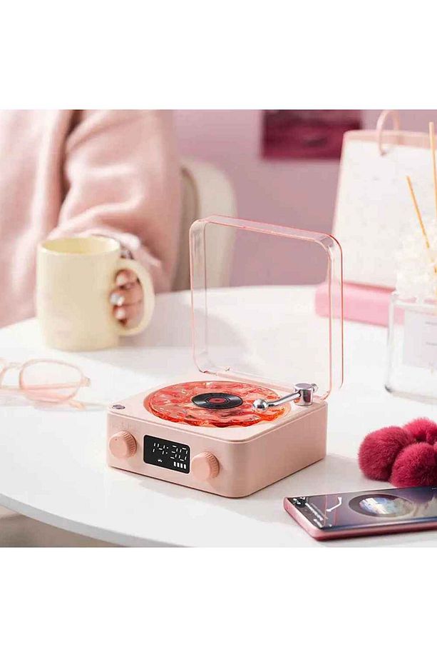 Bluetooth Plak Çalar Pembe - 1