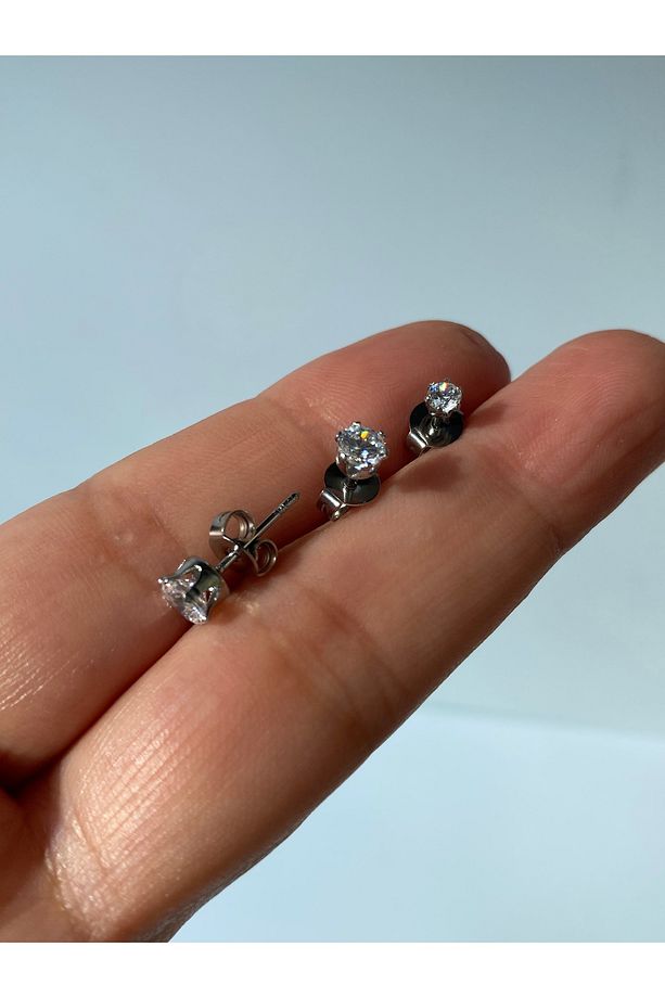 Tektaş  Zirkon Taşlı Çelik  3'lü Set Küpe - 5