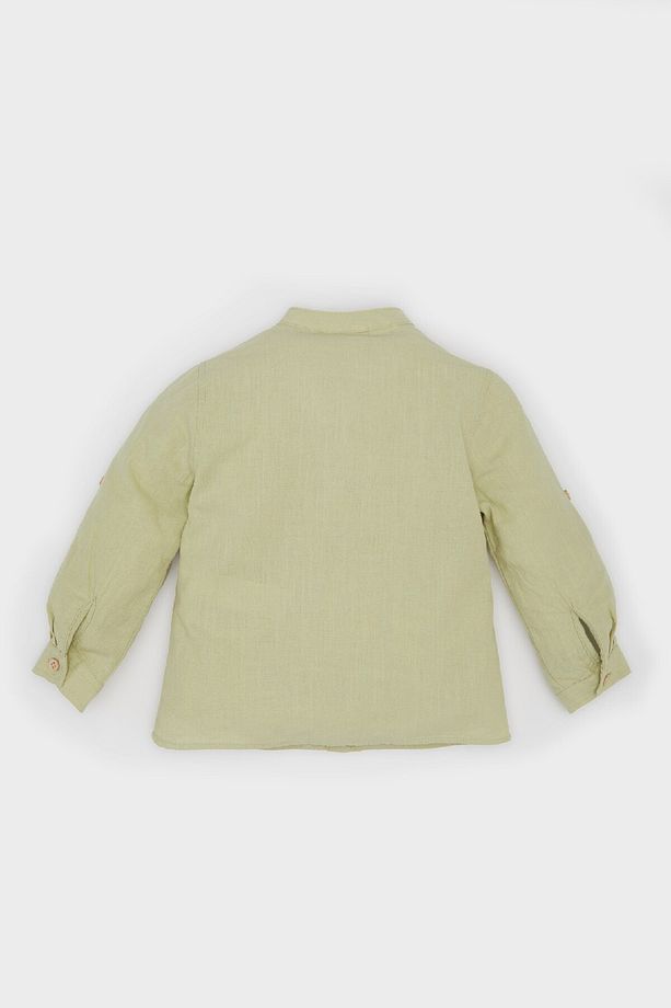 Erkek Bebek Flamlı Poplin Uzun Kollu Basic Düz Gömlek E0283a525sp - 4