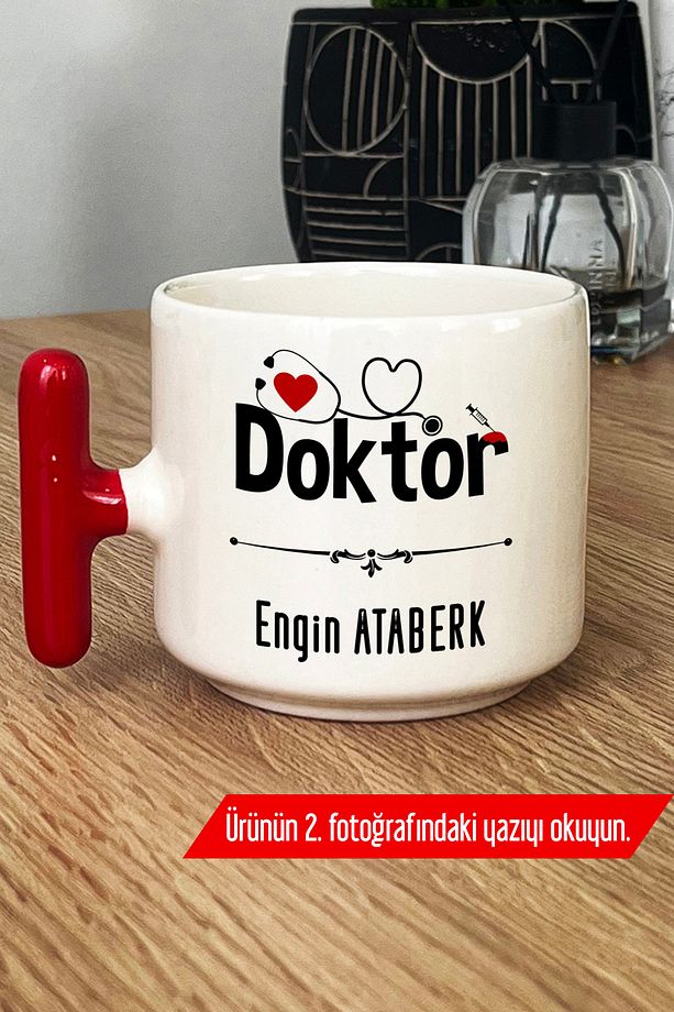 Kişiye Özel Doktor Kupa Bardak T Kulplu Kırmızı Tıp Bayramı Hediyesi G0C A3W - 4