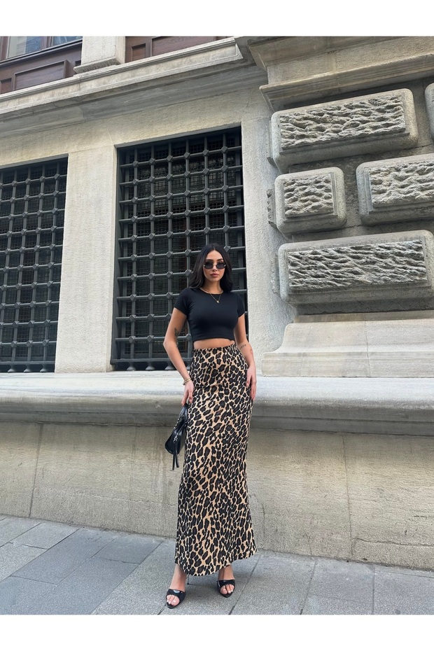 تنورة ميدي منقوشة بنقشة الفهد - 6