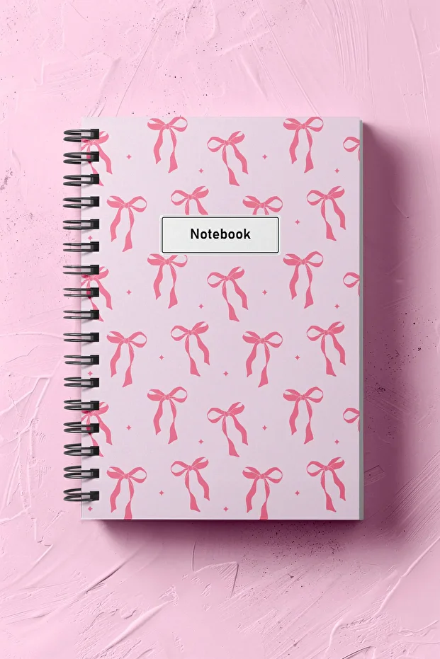 120 Sheets Spiral Notepad, School Notebook with Ribbon and Bow Cover - 1