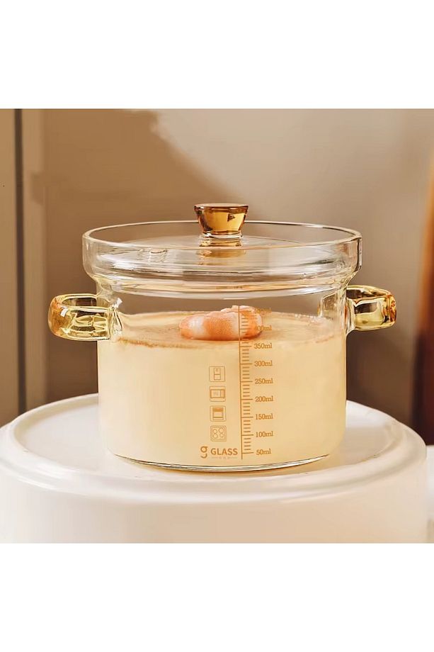 Isıya Dayanıklı Pinterest Stil Minimalist 450 Ml Cam Tencere 1 Adet - 7