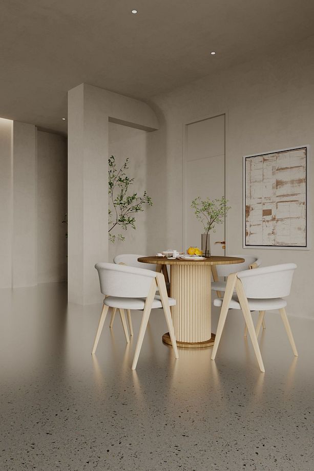 Antoryum Yuvarlak Şık Ayaklı Ceviz Mutfak Yemek Masası Balkon Salon Masa - 5