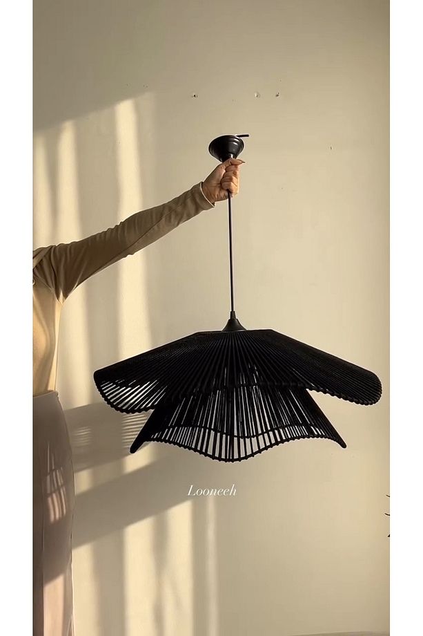 LUMİNART Rustik Tarz Bohem avize Makrome avize Salon avize Yatak Odası Avize Rattan Avize - 4