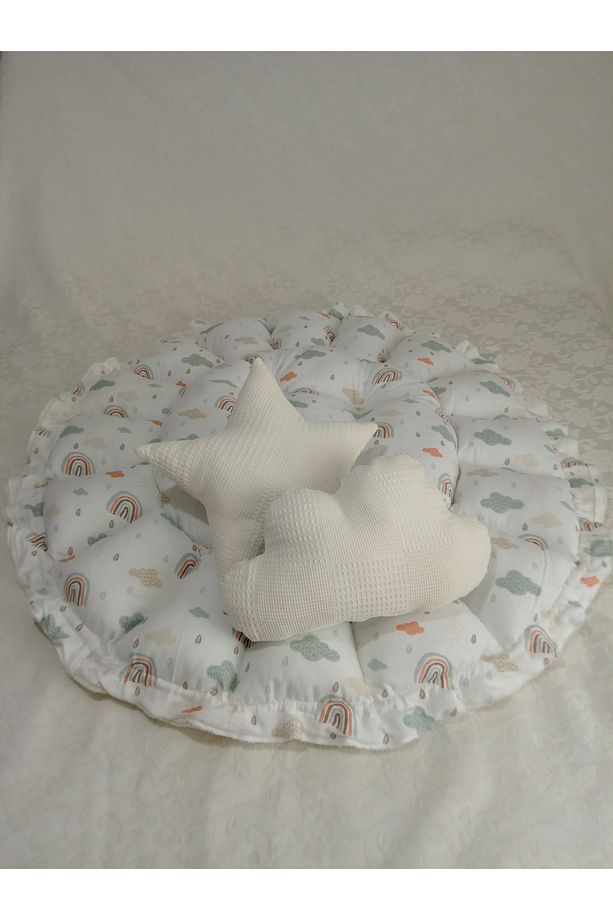 puset örtüsü puset minderi yuvarlak babynest bulut ve yıldız yastıkları emzirme yastığı battaniye - 3