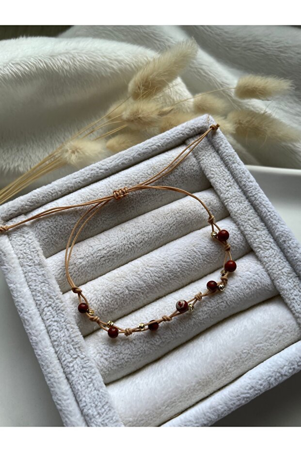 Minimal Red Jasper Stone Adjustable Bracelet & Anklet