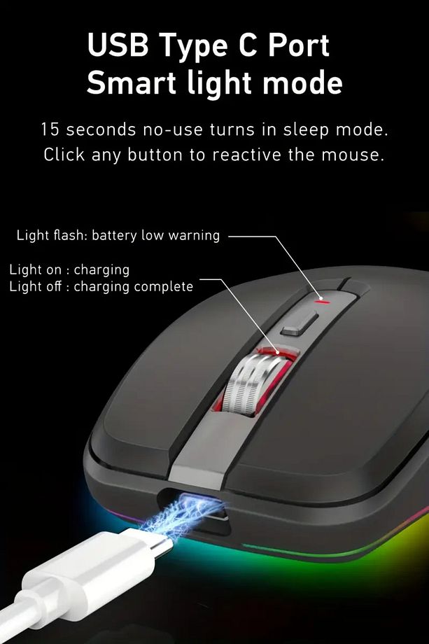 KABLOSUZ ŞARJLI RGB MOUSE - 6