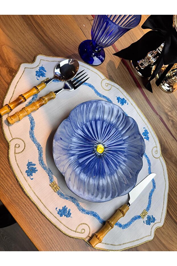 Херенд 2-компонентен американски сервиз Екру - Синьо - 3