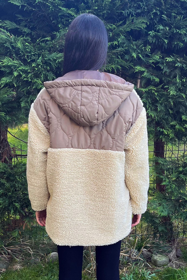 معطف مبطن بنمط قطرة من القطيفة - 3