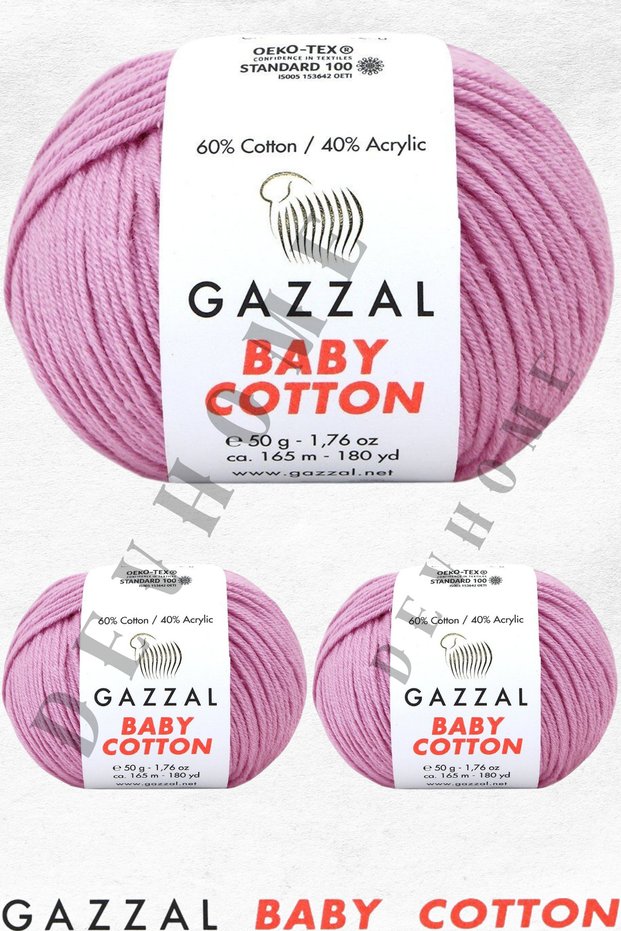 Gazzal Baby Cotton Amigurumi Yarn 3 Pieces Punch Hand Knitting Yarn 50 Gr Toy Bag Yarn