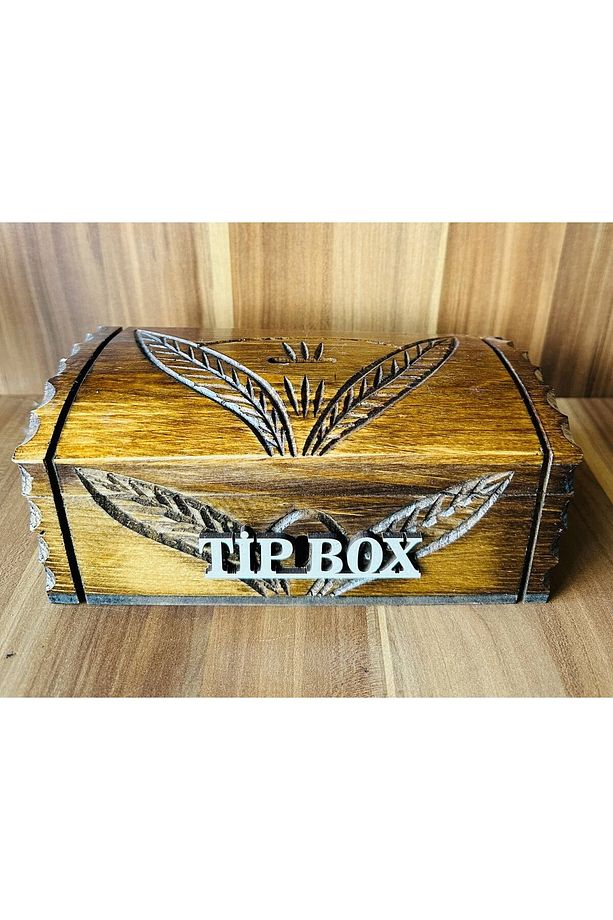 Tip Box Bahşiş Kutusu Ve Kumbara Sandık Tipi Tipbox Ceviz Ağacı Kilitli - 5