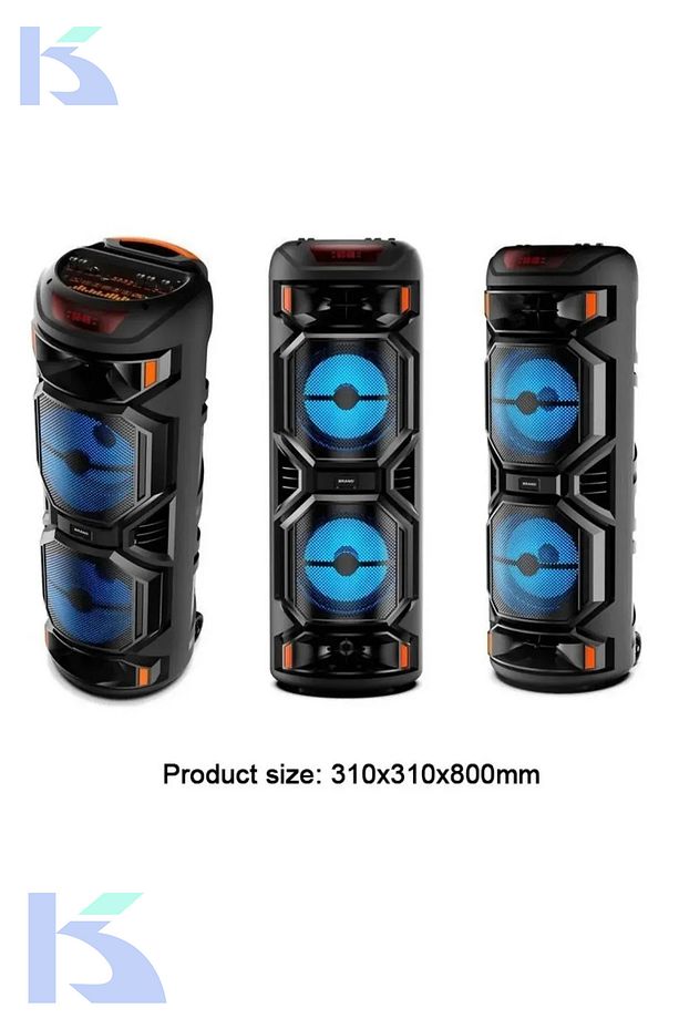 Işıklı Büyük Boy Party Box Bluetooth Hoparlör Taşınabilir Şarjlı Ses Sistemi RADYOLU Karaoke Mikrofn - 4
