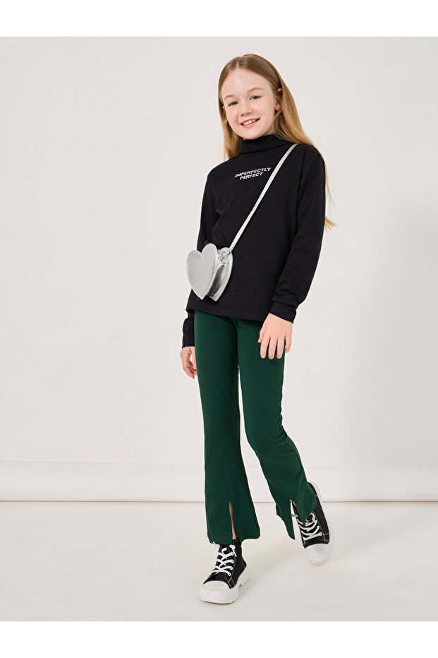 Front Split Detail Solid Leggings - 2