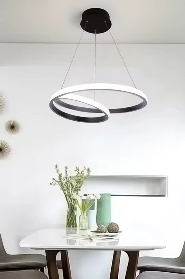 Yüzük Model Sarkıt Led Avize, Kumandalı, 3 Renk Aydınlatmalı, Salon Avizesi - 4