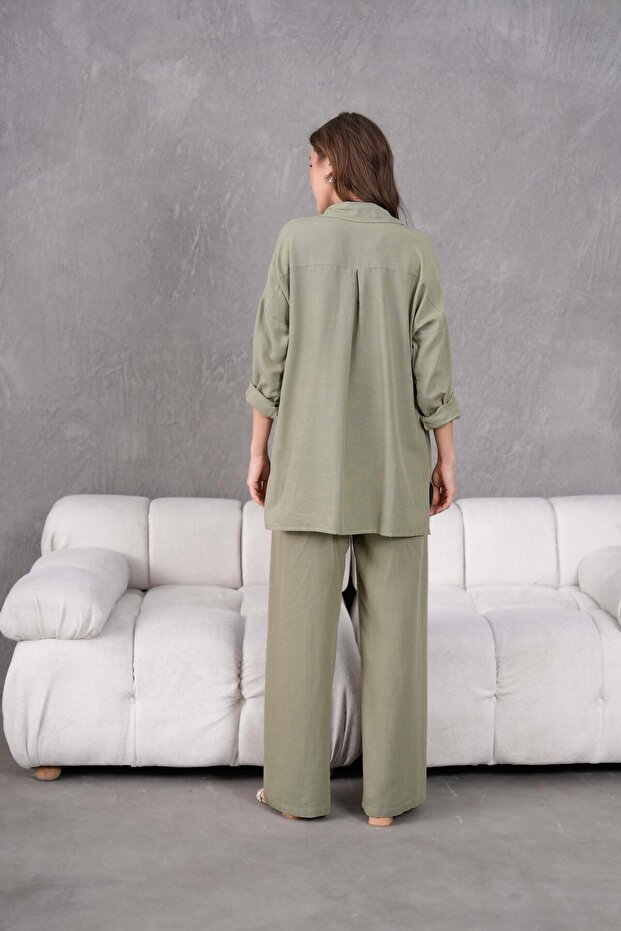 NAKIŞ İŞLEMELİ KETEN GÖMLEK - 5