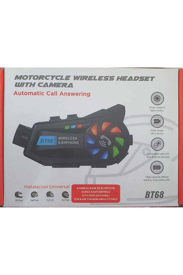 Kameralı Intercom Motosiklet Bluetooth Kask Kulaklık Ses Kontrolü 1080p Video Kayıt Videolu Interkom - 6
