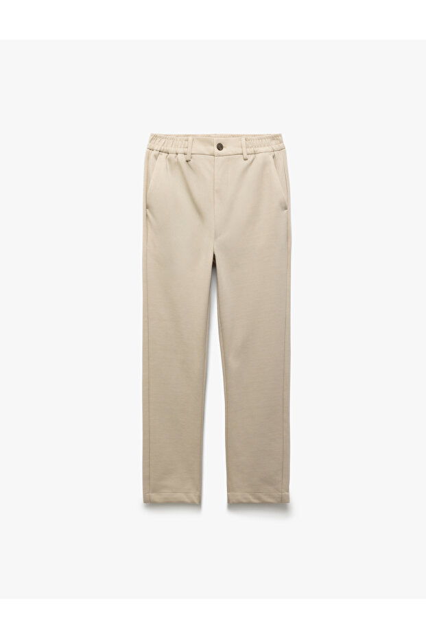 Regular Waist Pocket Detailed Buttoned Chino Trousers