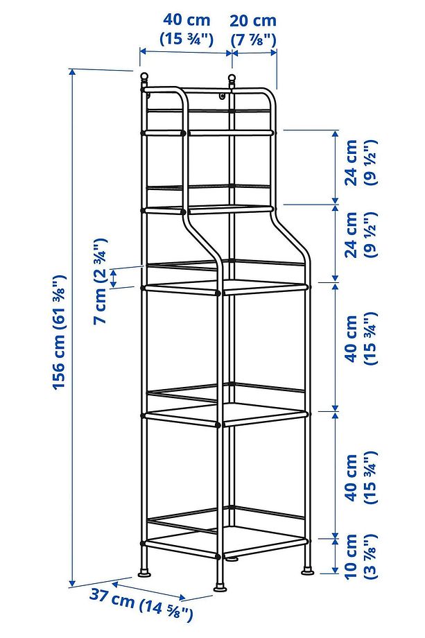 Çelik Banyo Raf Ünitesi Havlu Aksesuar Rafı 5 Raflı 40x156cm Siyah BD036 - 7