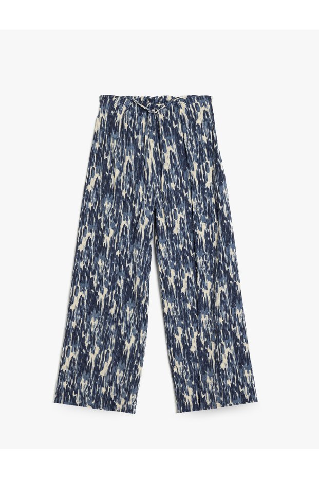 Tie-Up Waist Slit Detailed Straight Leg Trousers Bürümcük