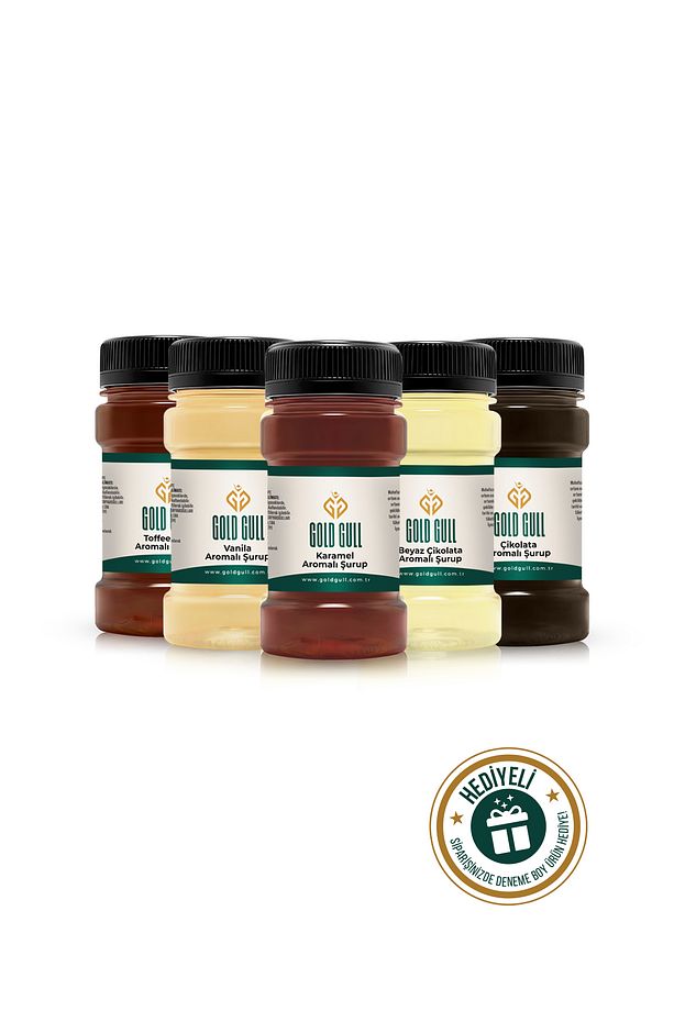 Toffee Nut, Beyaz Çikolata, Çikolata, Vanilya & Karamel Aromalı Kahve & Meyve Şurupları 5 x 80 ml. - 1