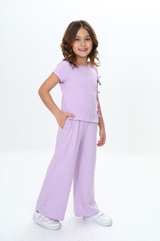 Girl's Bow Detailed Tracksuit Set