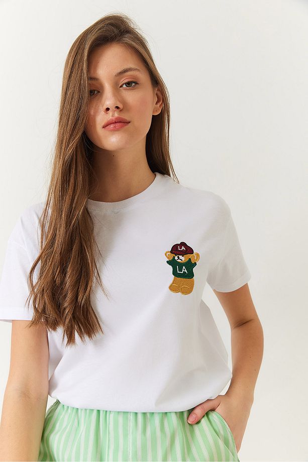Kadın Ayıcık Baskılı Tshirt 60602007 - 2