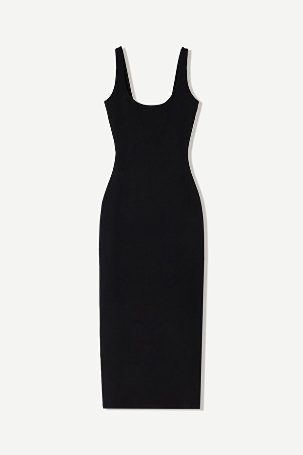 Askılı midi elbise - 1