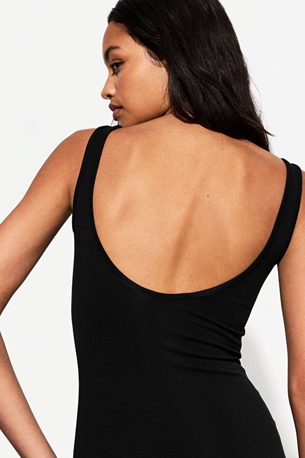 Askılı midi elbise - 3