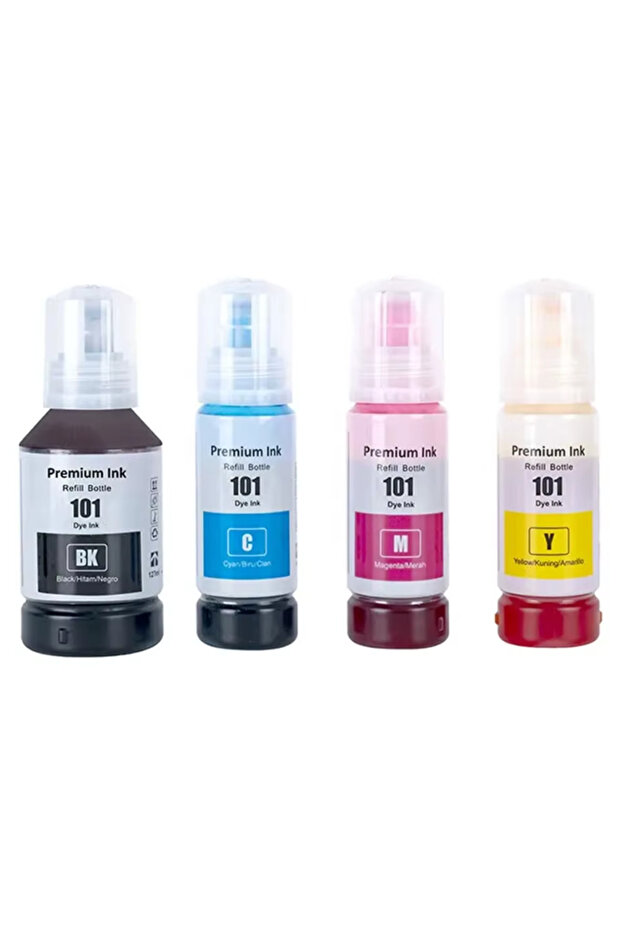ECOTANK L5296 101 103 UYUMLU MÜREKKEP SETİ 127ML SİYAH+3X70ML RENKLİ - 1