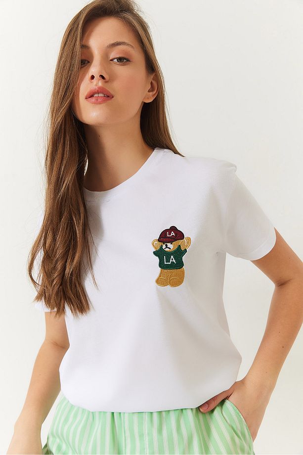Kadın Ayıcık Baskılı Tshirt 60602007 - 1