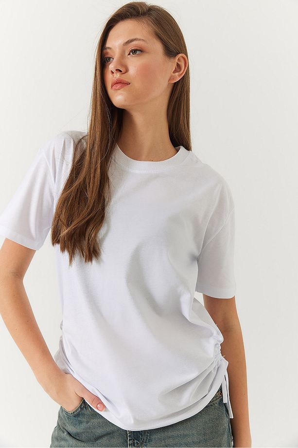 Kadın Yanları Büzgülü Basic Basic Tshirt 60602003 - 3