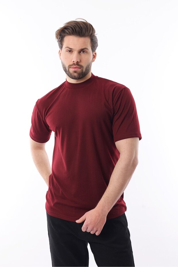Ανδρικό μπλουζάκι Claret Red Crew Neck Basic E7113 - 2