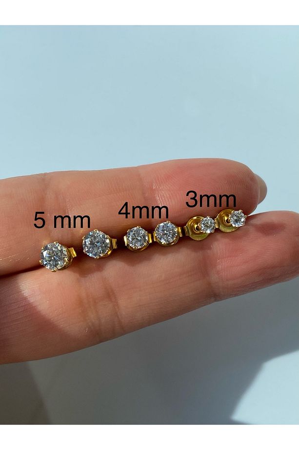 Tektaş Çelik  Zirkon Taşlı 1 Çift Küpe - 8