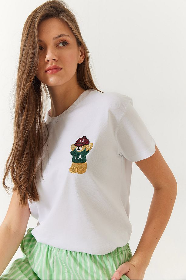 Kadın Ayıcık Baskılı Tshirt 60602007 - 3