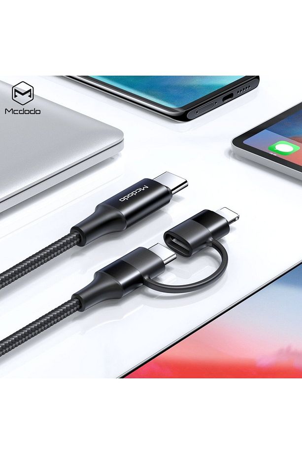 CA-7120 2'Sİ 1 ARADA 60W USB-C - LİGHTNİNG+TYPE-C VERİ KABLOSU LED'Lİ 1,2M - 3
