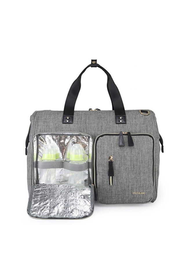 Gabrielle Mom Dad XL Travel Diaper Bag w / Diaper Changing Mat - Grey