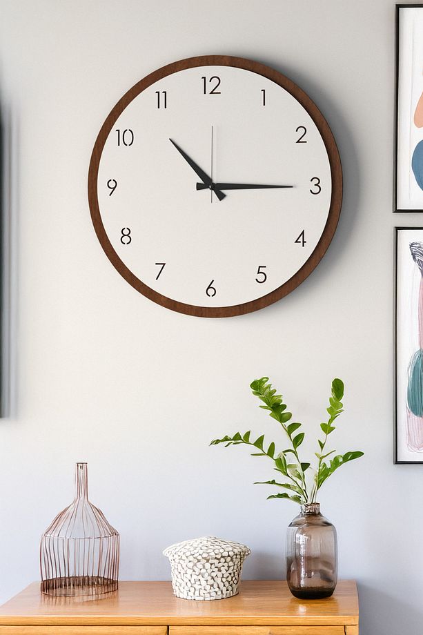 Dekoratif Yeni Modern Regulus Ahşap Duvar Saati 48cm - 7