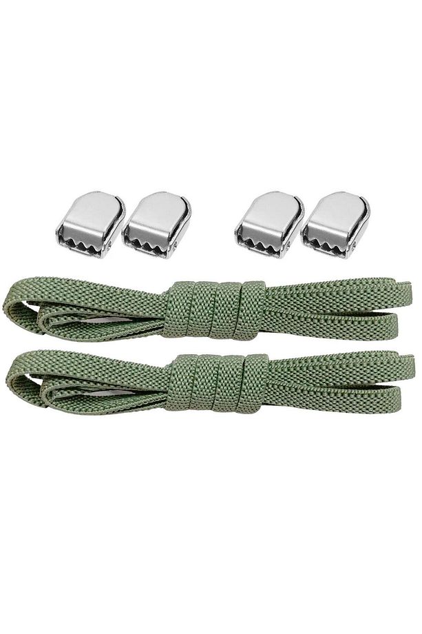 Akıllı Kilitli Ayarlanabilir Haki Yeşil 6 MM Lastik Pratik Bağcık 1 Çift - 1