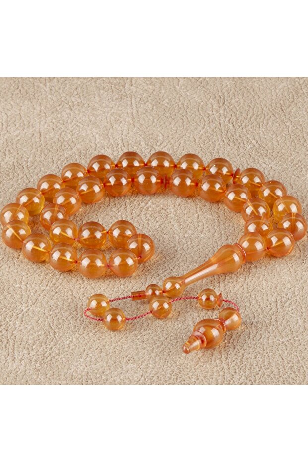 Katalin Rod End Sphere Cut 11mm Rosary -Transparent Orange -İbrahim Atasever Master Work