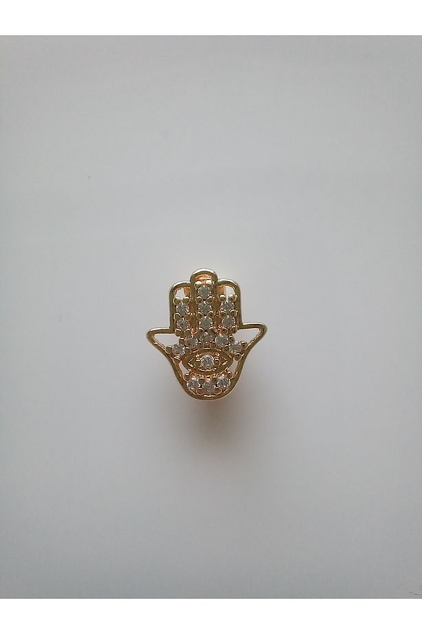 KADIN GOLD RENK  ZİRKON TAŞLI BEREKET ELİ FİGÜRLÜ ÇELİK CHARM - 1