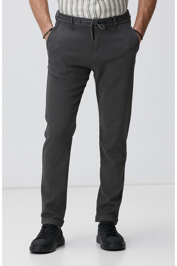 Antrasit Diyagonal Desenli Jogger Pantolon - 2