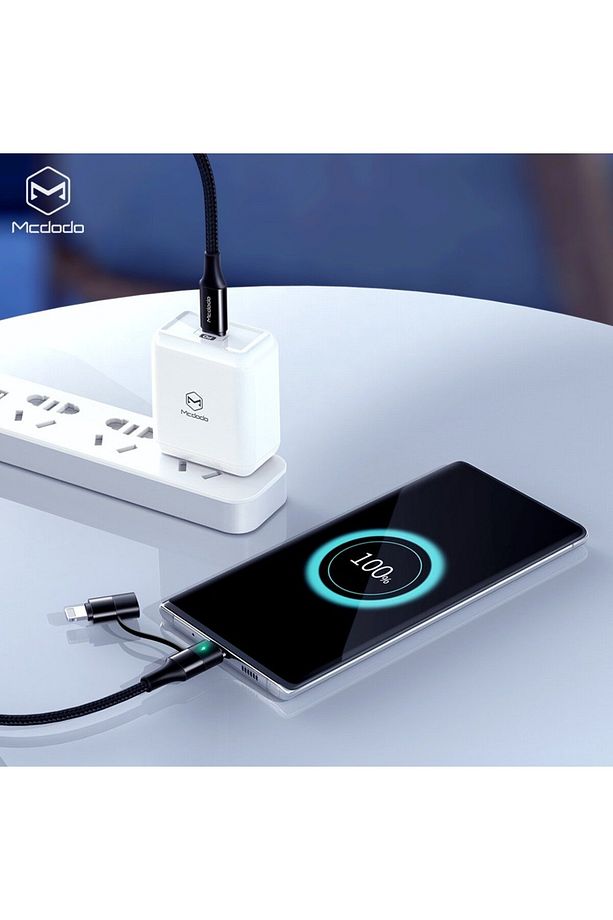 CA-7120 2'Sİ 1 ARADA 60W USB-C - LİGHTNİNG+TYPE-C VERİ KABLOSU LED'Lİ 1,2M - 5