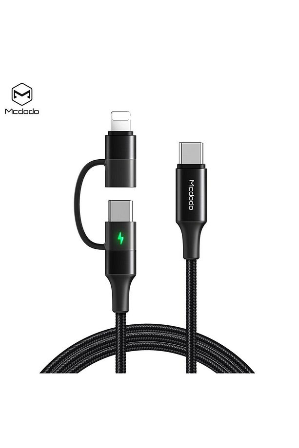 CA-7120 2'Sİ 1 ARADA 60W USB-C - LİGHTNİNG+TYPE-C VERİ KABLOSU LED'Lİ 1,2M - 1