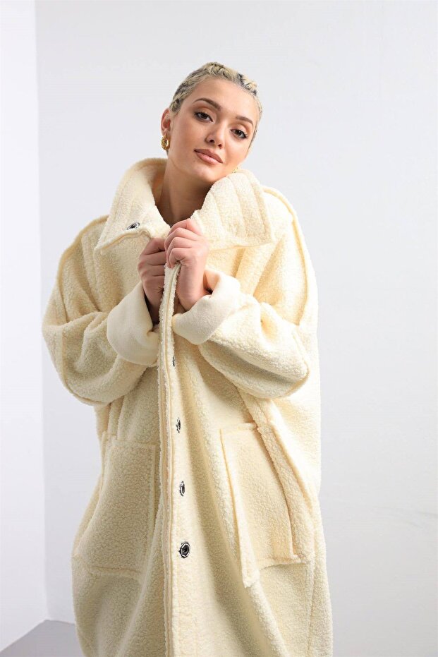 Ekru Oversize Kaban - 3