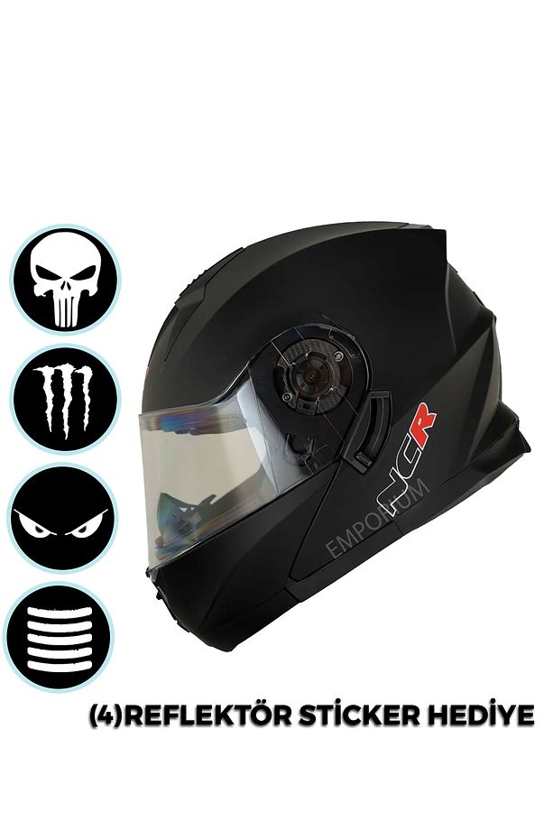 ICON Çene Açılır Mat Siyah Kask - 1