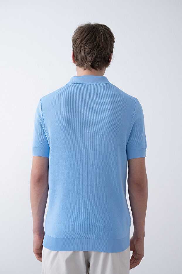 Fermuar Yaka Basic Triko T-shirt - 4