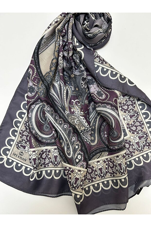 شال قطني رفيع بنمط القصر - 1