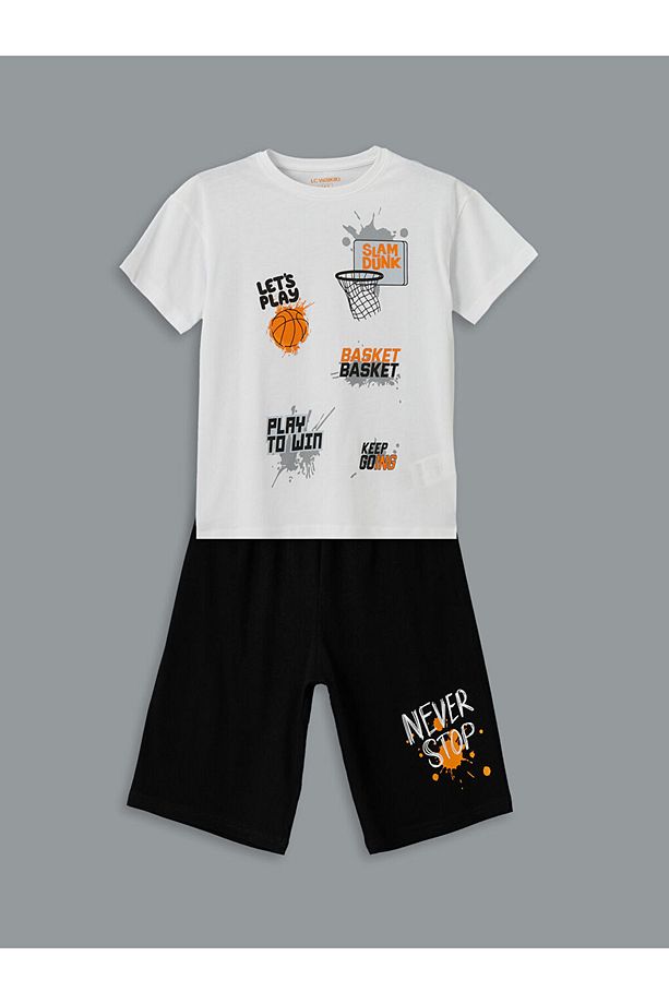 LCW Kids Bisiklet Yaka Erkek Çocuk Şortlu Pijama Takımı - 1